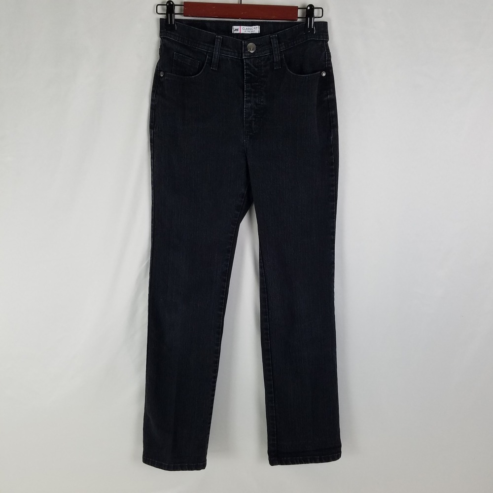 Lee Womens Black Classic Fit At The Waist Straight Leg Jeans Size‎ 4 Petite